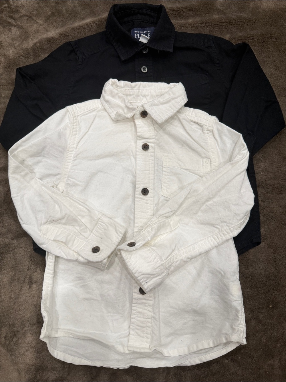 The Children's Place White and Black button down Shirt Jacket Set